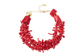Bracelet silver with red bamboo chips Selezione Zanolli
