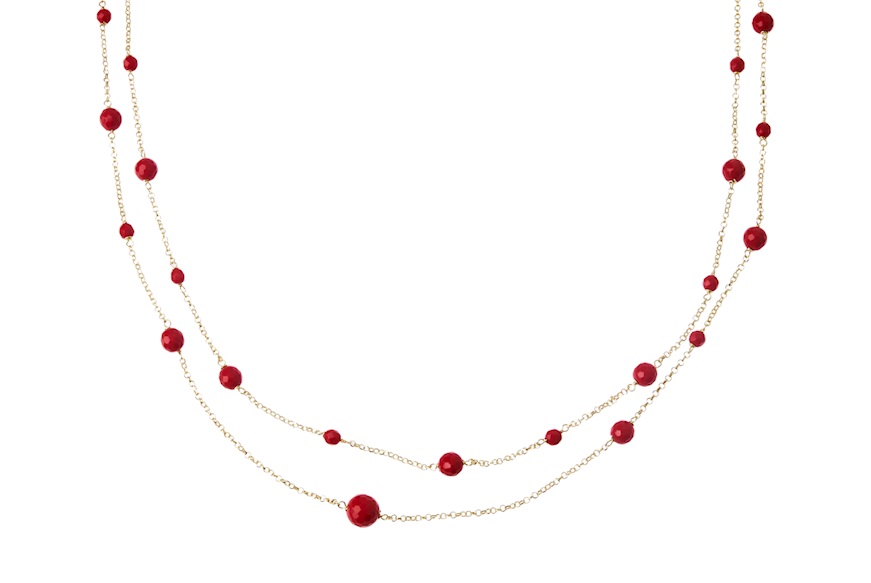 Necklace silver with coral resin Selezione Zanolli