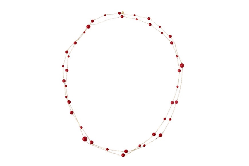 Necklace silver with coral resin Selezione Zanolli