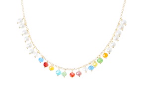 Collana argento dorato con cristalli multicolore e shell Selezione Zanolli