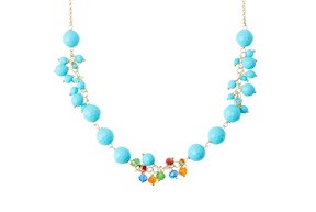 Collana argento dorato con resina turchese e cristalli multicolore Selezione Zanolli