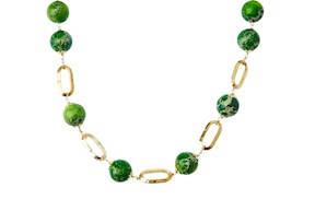 Collana Impression argento dorato verde con ovali