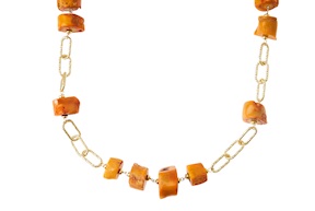 Necklace silver with orange bamboo Selezione Zanolli