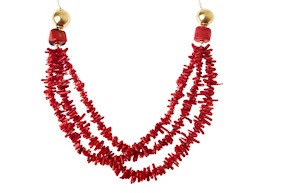 Necklace silver with red bamboo chips Selezione Zanolli