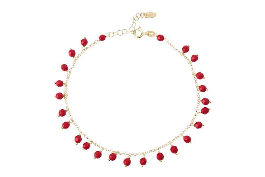 Anklet silver with coral resin Selezione Zanolli