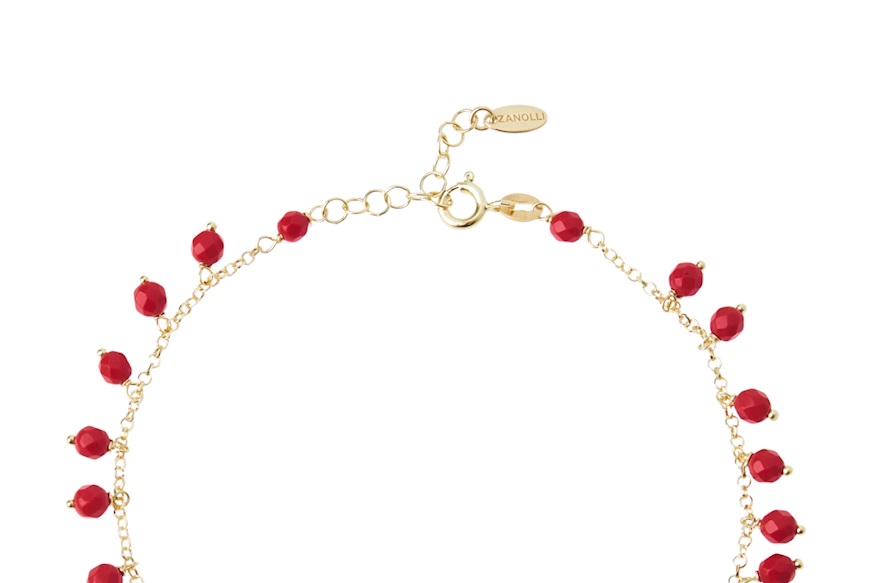 Anklet silver with coral resin Selezione Zanolli