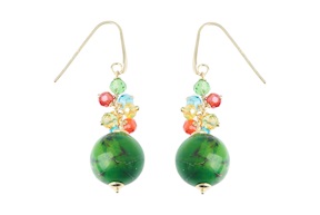Earrings Impression silver green with multicolored tufts Selezione Zanolli