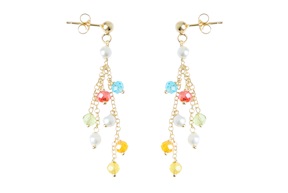 Oracchini argento dorato con cristalli multicolore e shell Selezione Zanolli