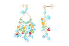 Oracchini argento dorato con resina turchese e cristalli multicolore Selezione Zanolli