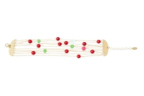 Bracciale argento dorato con resina corallo Selezione Zanolli