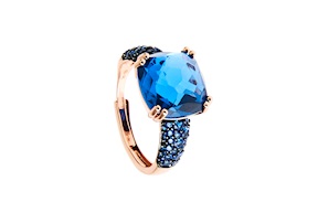 Anello argento rosè con zircone zaffiro Sovrani