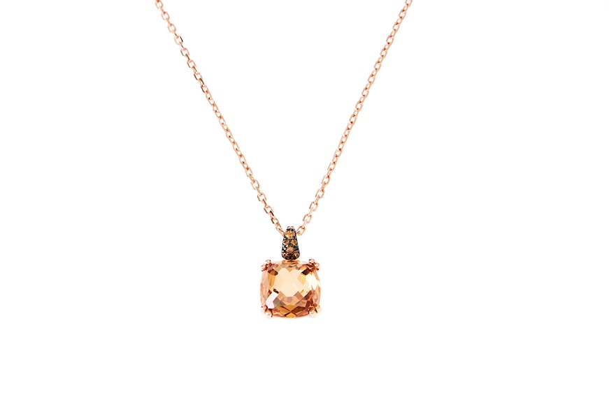 Collana argento rosè con zircone champagne Sovrani