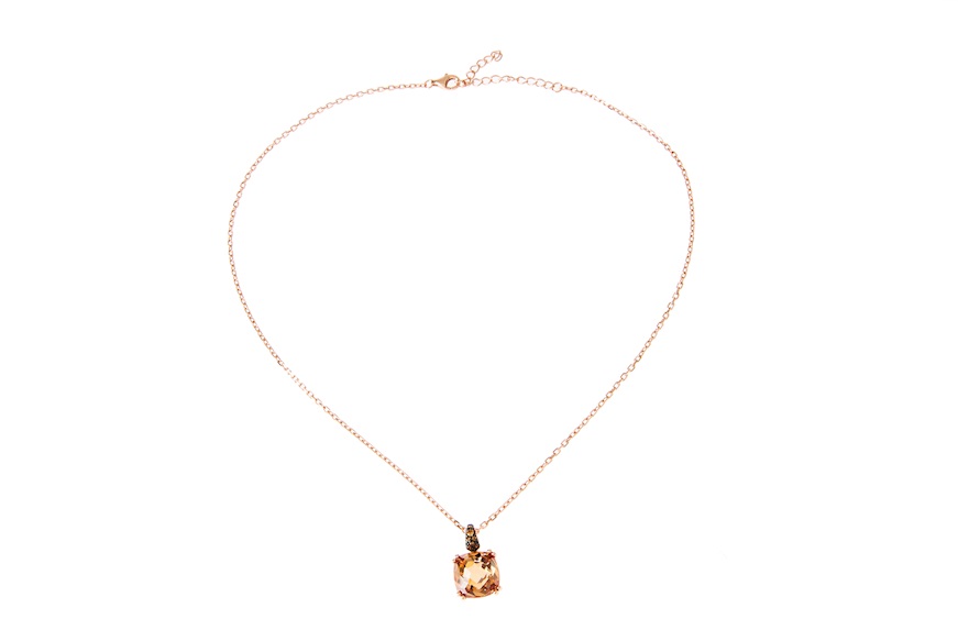 Collana argento rosè con zircone champagne Sovrani