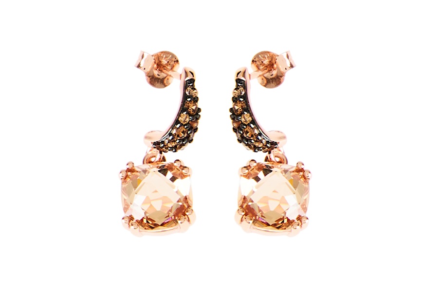 Orecchini argento rosè con zircone champagne Sovrani