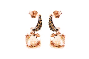 Orecchini argento rosè con zircone champagne Sovrani