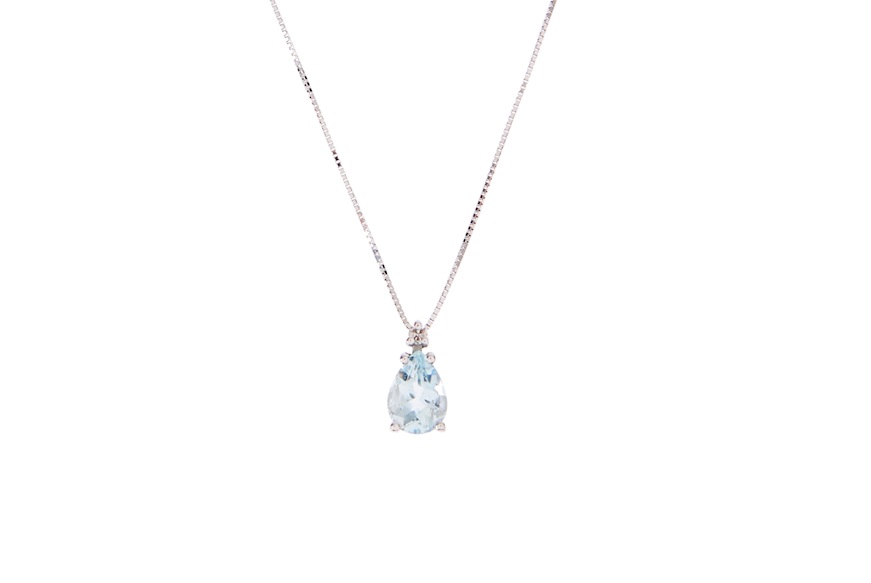 Collana oro 750‰ con acquamarina goccia e diamanti Selezione Zanolli