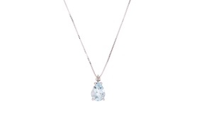 Collana oro 750‰ con acquamarina goccia e diamanti Selezione Zanolli