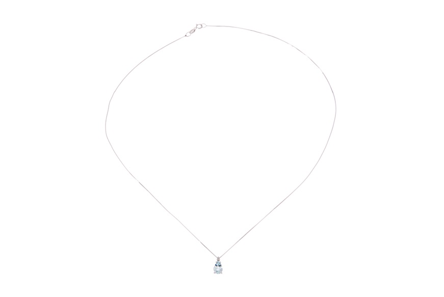 Collana oro 750‰ con acquamarina goccia e diamanti Selezione Zanolli