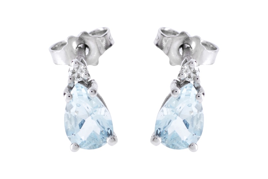 Earrings gold 750‰ with aquamarine drop and diamonds Selezione Zanolli