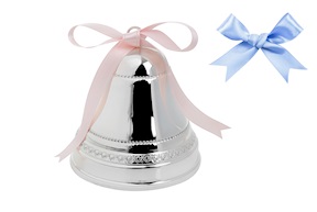 Carillon Campana argento con fiocco rosa o celeste Selezione Zanolli