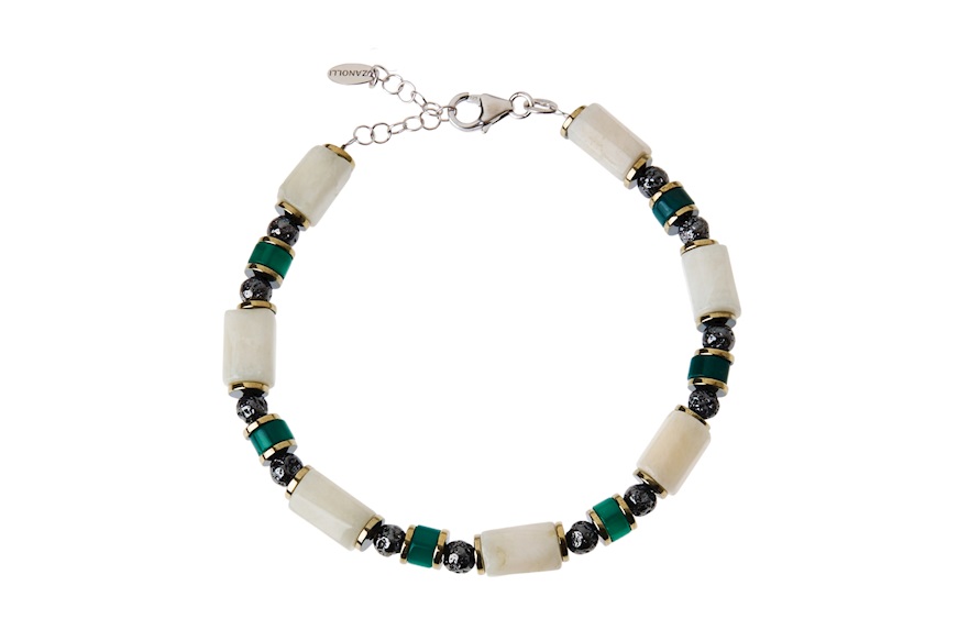 Men's bracelet in hematite, lava stone, moonstone and agate Selezione Zanolli
