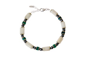 Bracciale uomo in ematite, pietra lavica, pietra luna e agata Selezione Zanolli