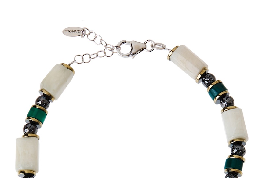 Men's bracelet in hematite, lava stone, moonstone and agate Selezione Zanolli