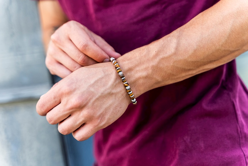 Men's bracelet in brown tiger's eye Selezione Zanolli