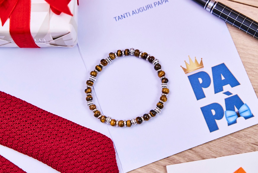 Men's bracelet in brown tiger's eye Selezione Zanolli