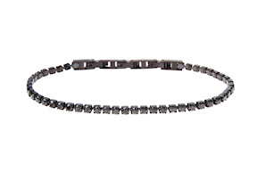 Bracciale Tennis Uomo acciaio brunito con zirconi neri Sovrani