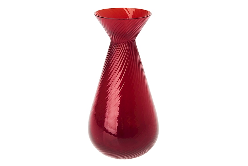 Vaso Gemme Rigadin vetro di Murano rosso Venini