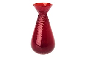 Vaso Gemme Rigadin vetro di Murano rosso Venini