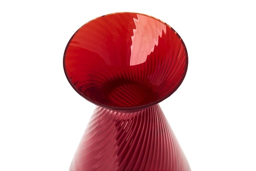 Vaso Gemme Rigadin vetro di Murano rosso Venini