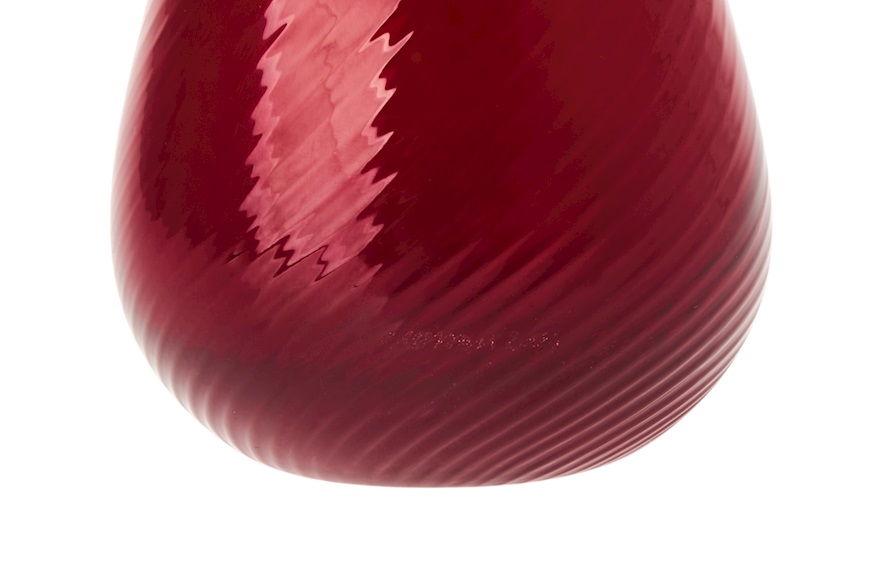 Vaso Gemme Rigadin vetro di Murano rosso Venini