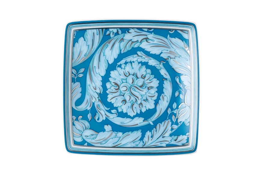 Square bowl Barocco Teal porcelain Versace
