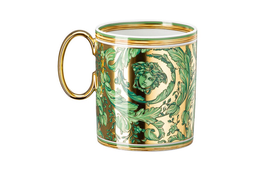 Bicchiere con manico Medusa Garland Green porcellana Versace