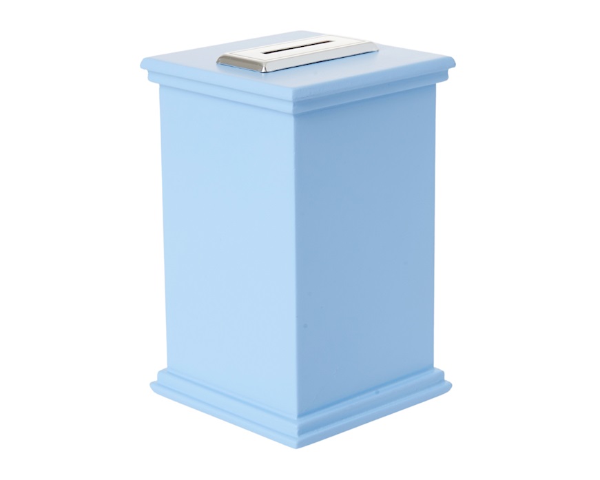 Salvadanaio Musicale argento pvd con Casette celeste Selezione Zanolli