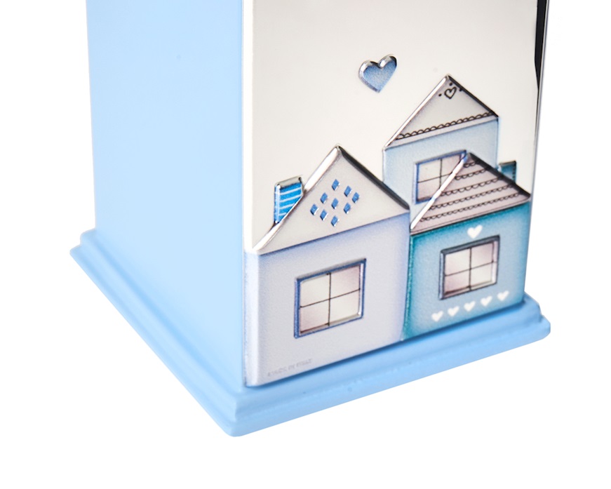 Salvadanaio musicale Casette argento pvd celeste Selezione Zanolli