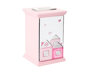 Salvadanaio Musicale argento pvd con Casette rosa Selezione Zanolli