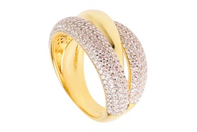Ring silver golden finish with zircons Sovrani