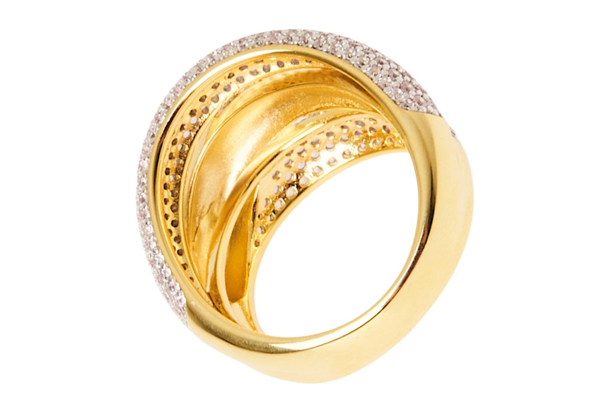 Anello argento finitura oro con cubic zirconia Sovrani