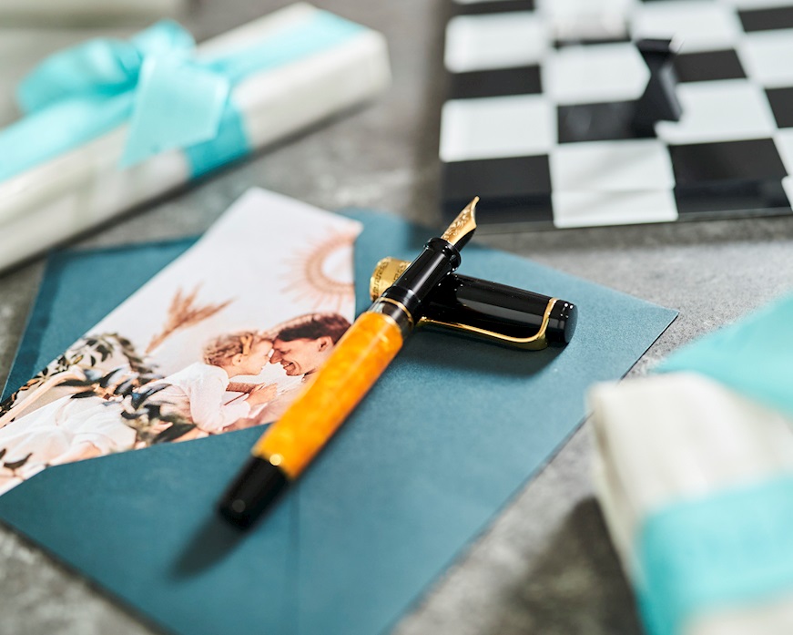 Penna stilografica Optima O Sole Mio screziata arancione Aurora