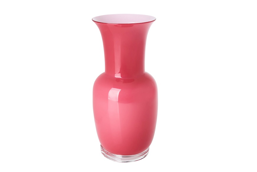 Vaso Opalino vetro di Murano magenta e lattimo Venini