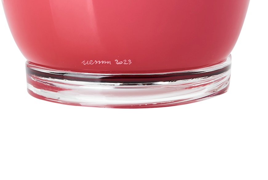 Vaso Opalino vetro di Murano magenta e lattimo Venini
