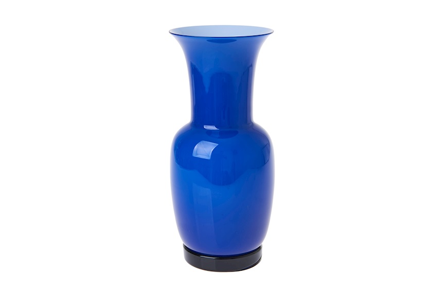 Vaso Opalino vetro di Murano zaffiro e lattimo Venini