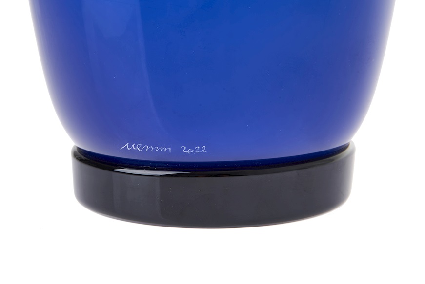 Vaso Opalino vetro di Murano zaffiro e lattimo Venini