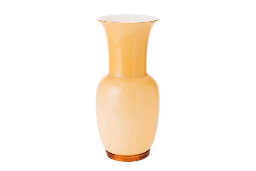 Vaso Opalino vetro di Murano ambra e lattimo Venini