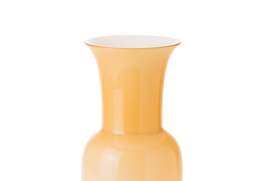 Vaso Opalino vetro di Murano ambra e lattimo Venini