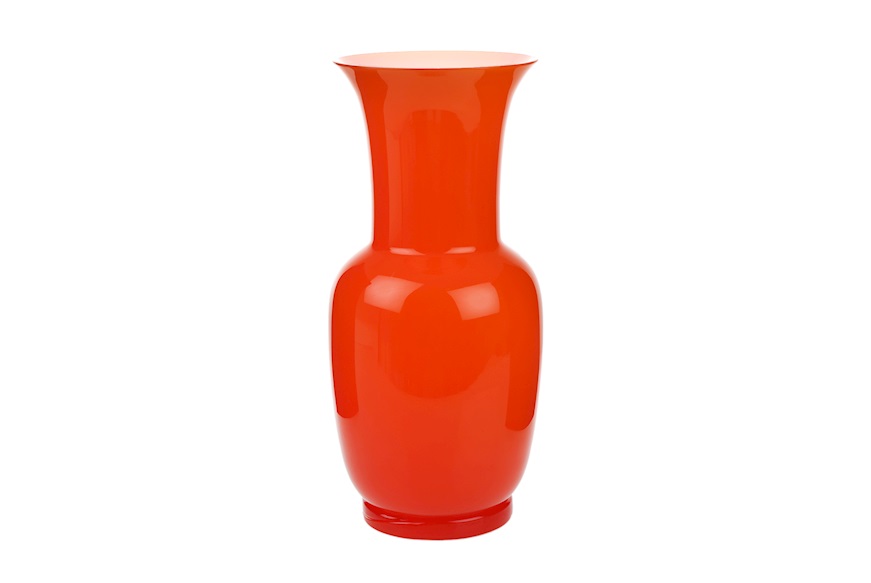 Vaso Opalino vetro di Murano arancio e lattimo Venini