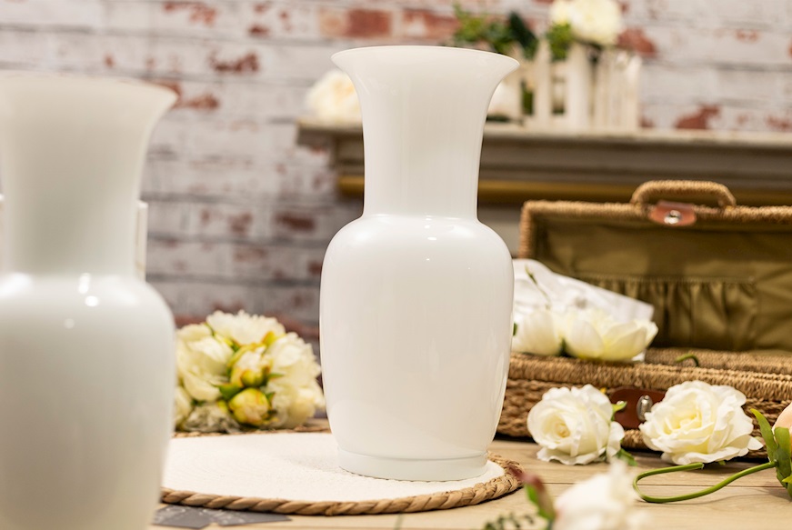Vase Opalino Murano glass milk white Venini
